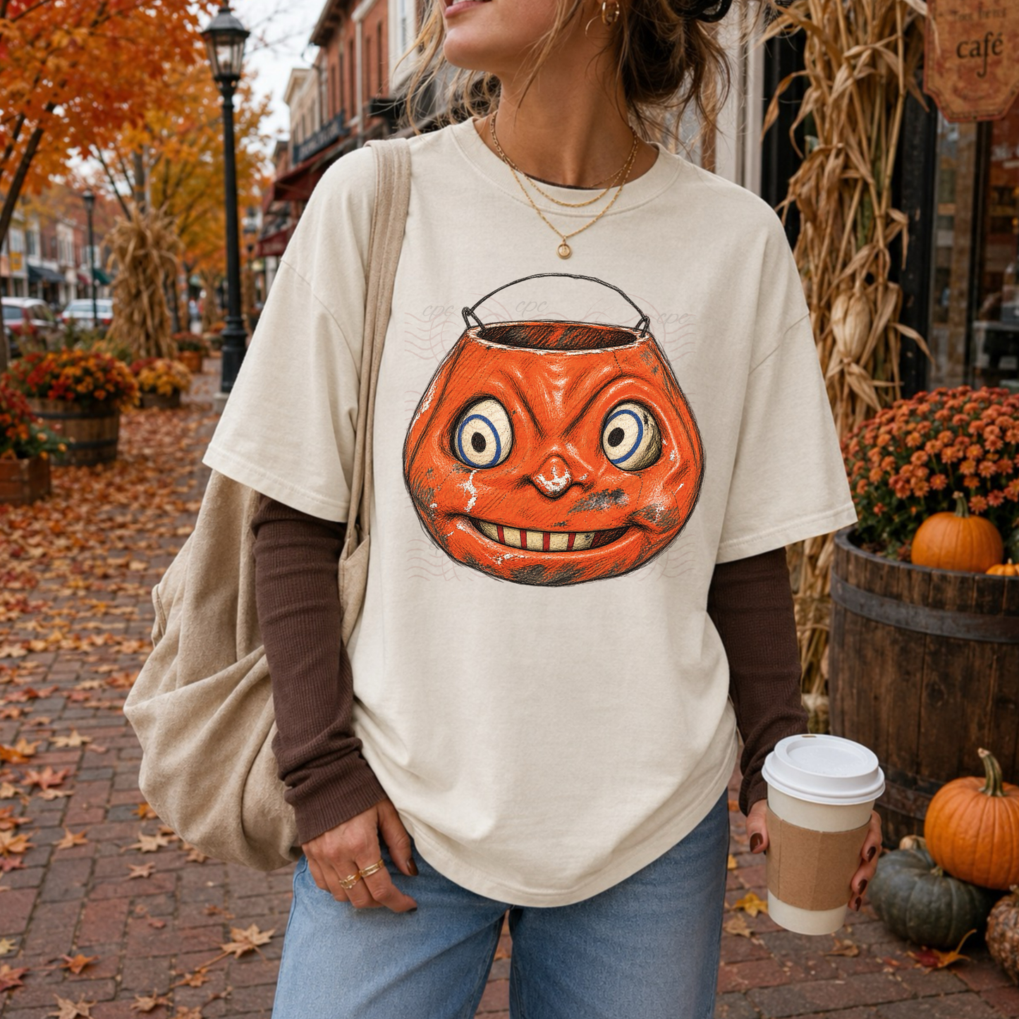 Spooky Vintage Pumpkin Bucket