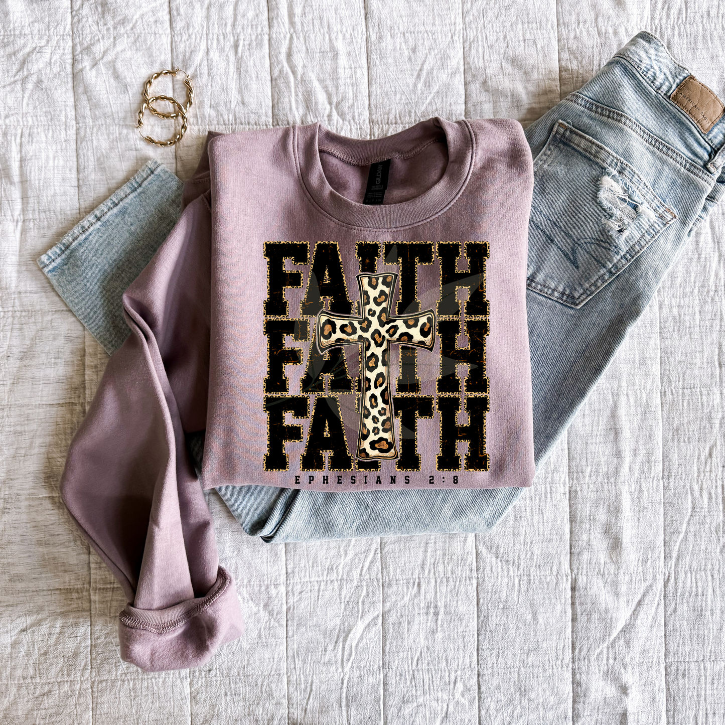 Stacked Faith With Leopard Cross