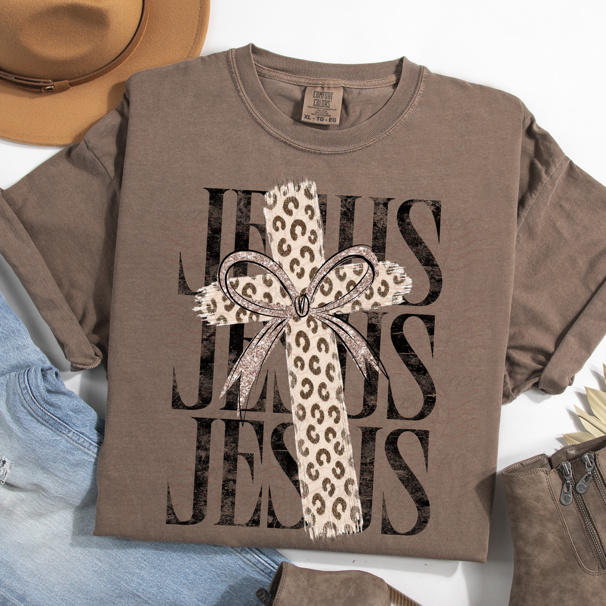 Stacked Jesus Leopard Cross