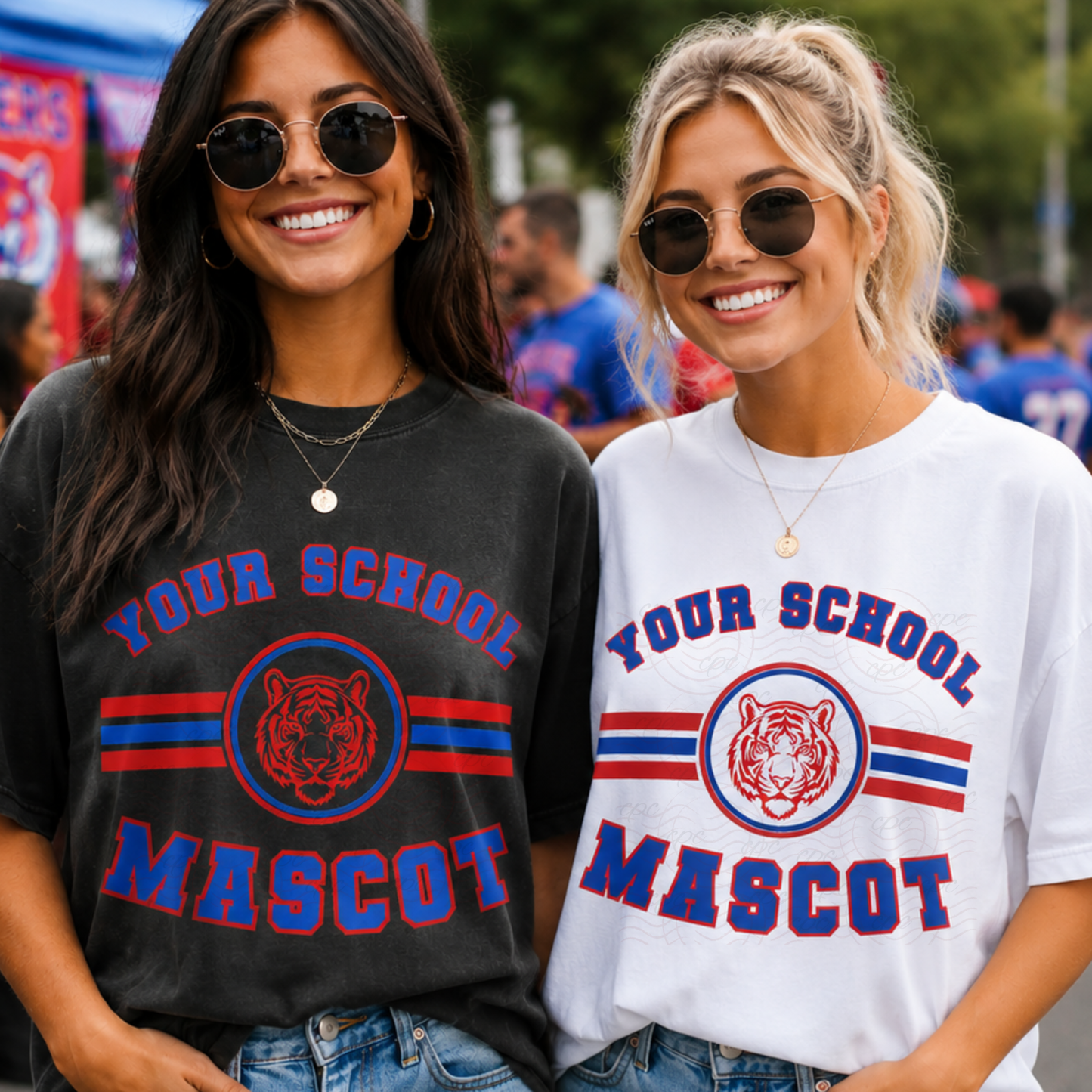 CUSTOMIZABLE - Striped Circle Mascot School Spirit