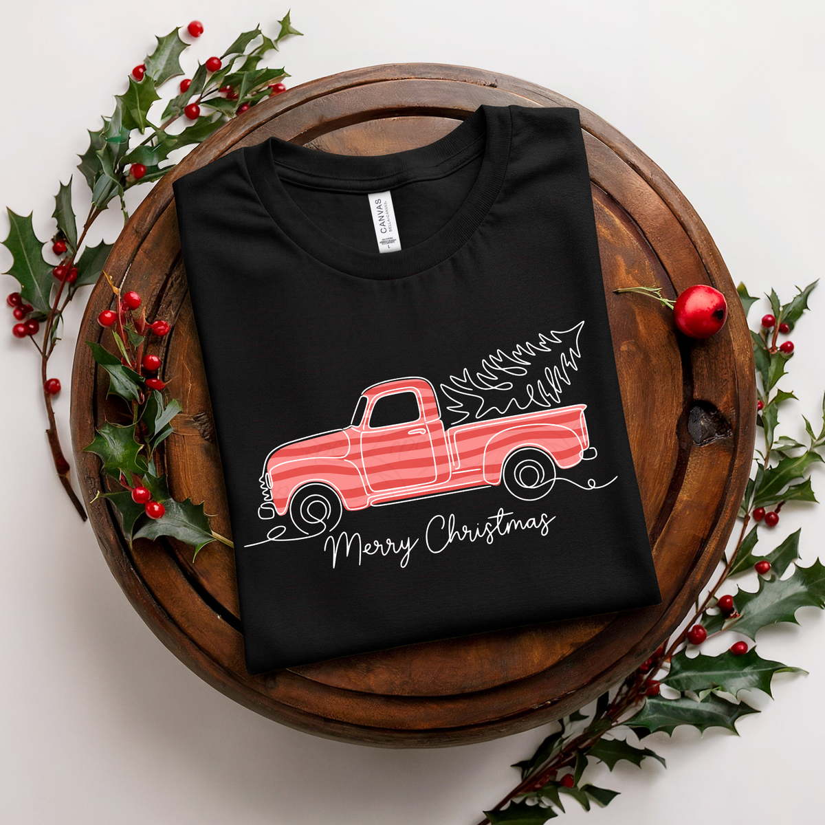 Striped Merry Christmas Truck