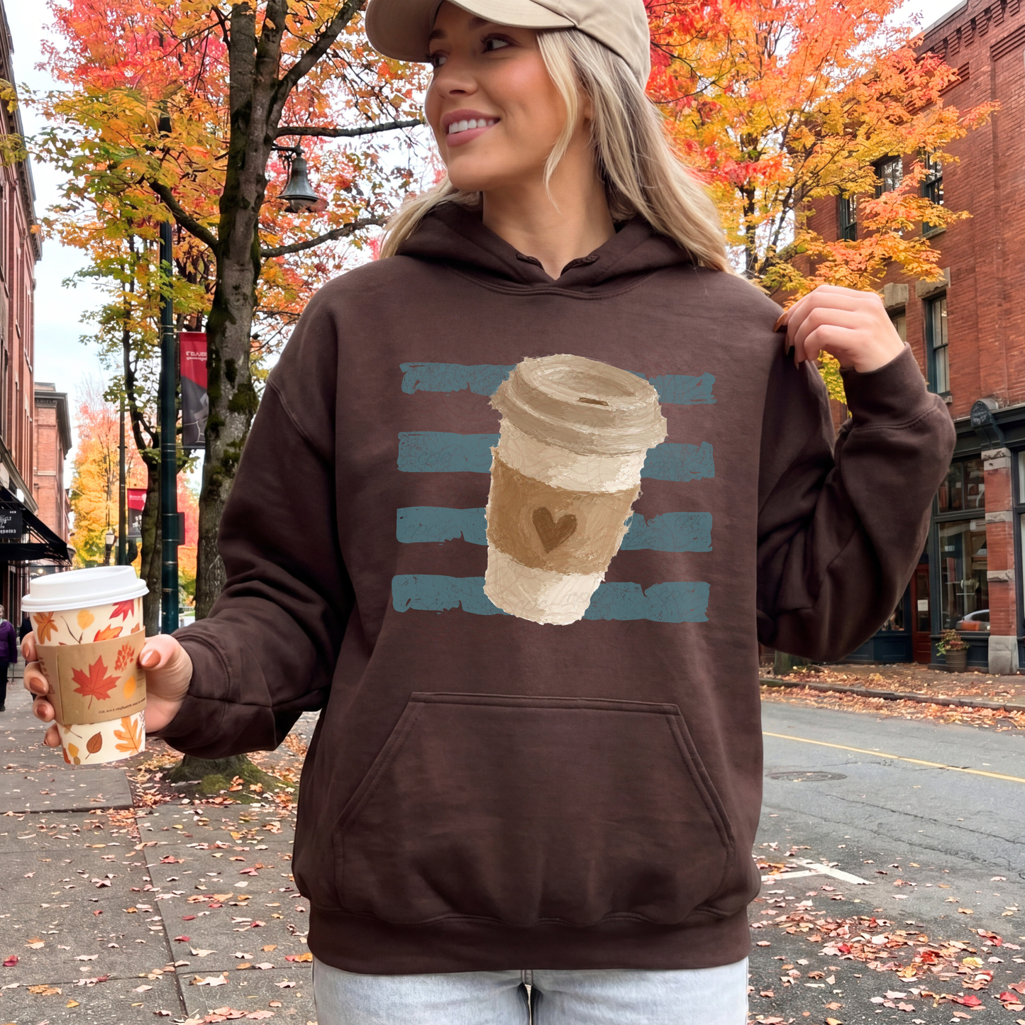 Stripes Fall Heart Coffee