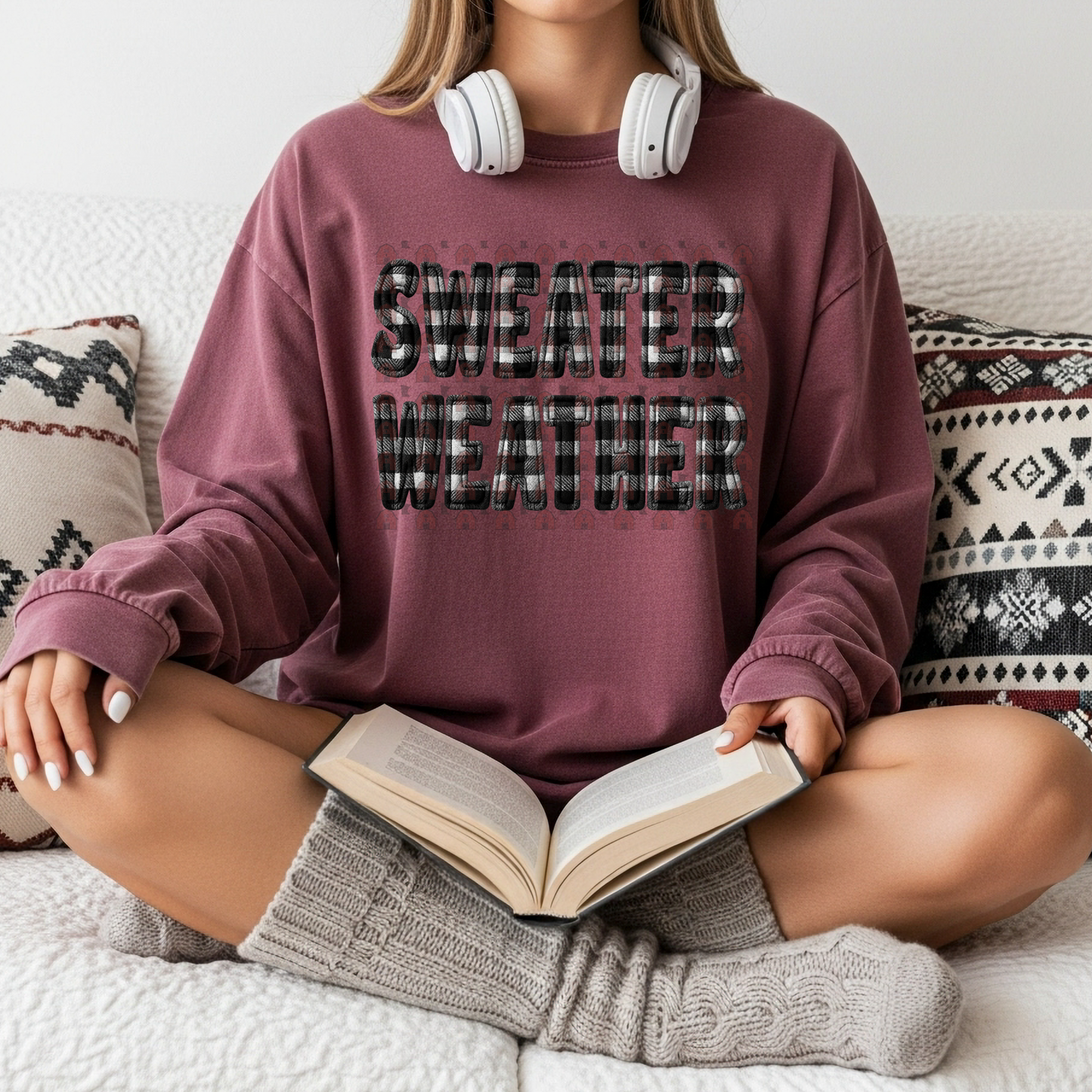 Sweater Weather Buffalo Check Black Patchwork