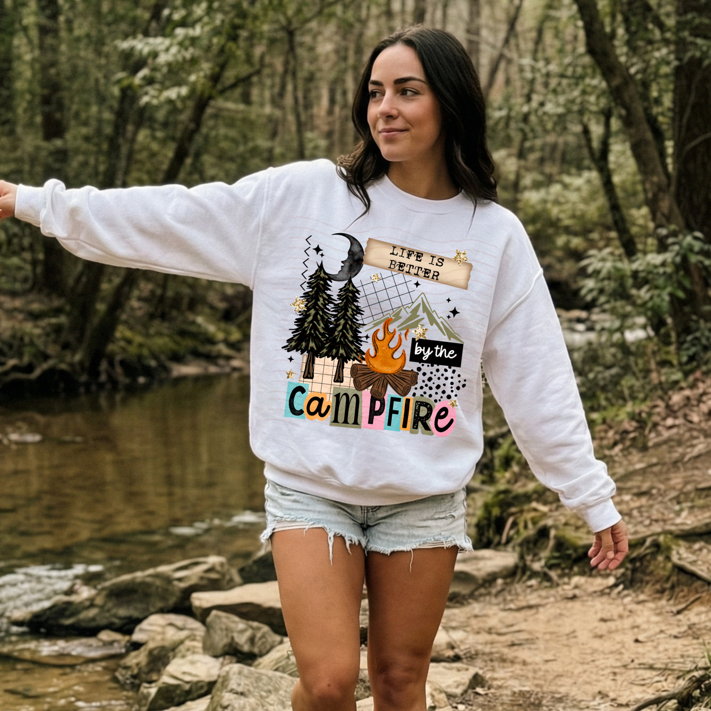 Trees Stars By The Campfire