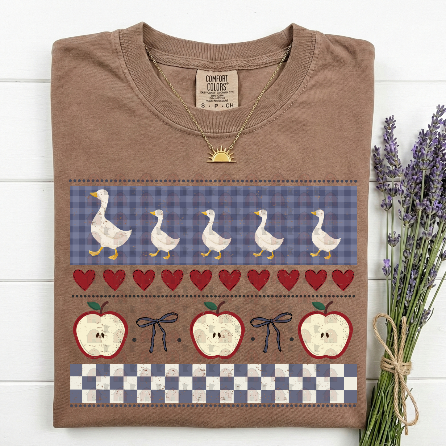 Vintage Geese Hearts And Apples