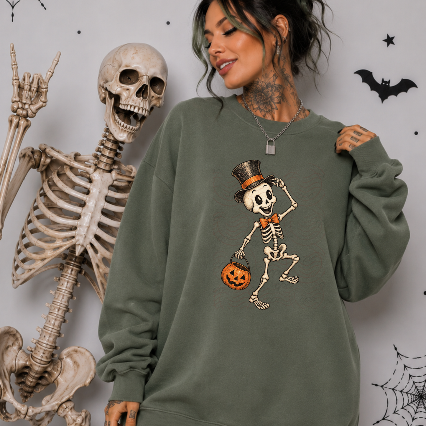 Vintage Happy Skeleton Sketch