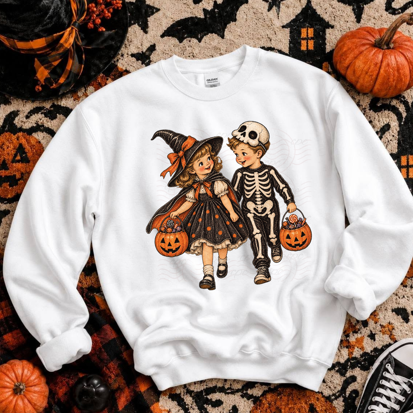 Vintage Kids Trick Or Treat Sketch