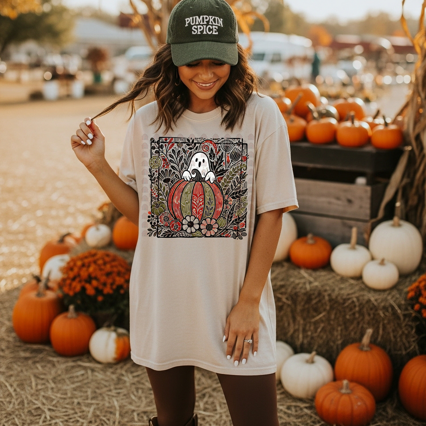 Vintage Pumpkin Ghost Florals
