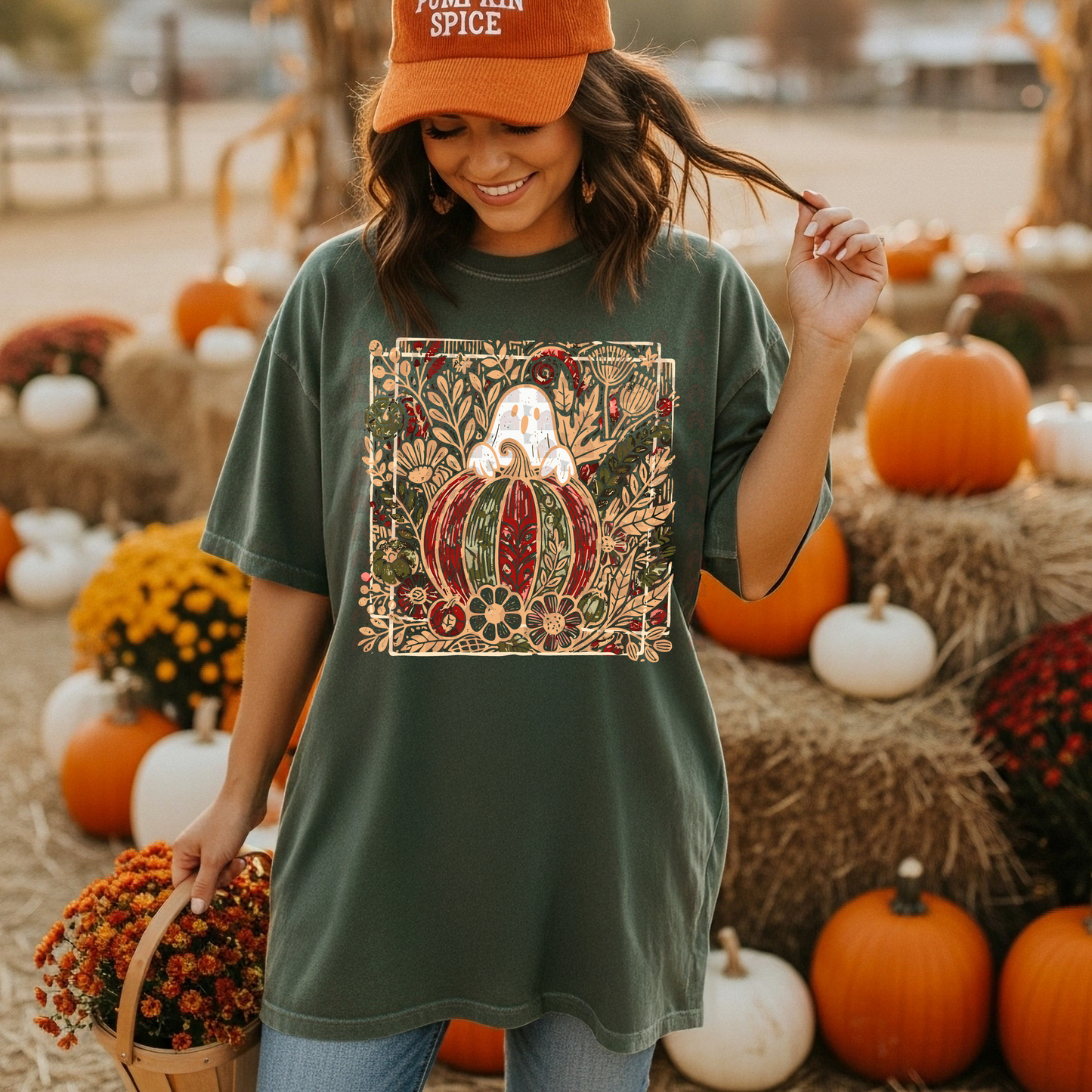 Vintage Pumpkin Ghost Florals