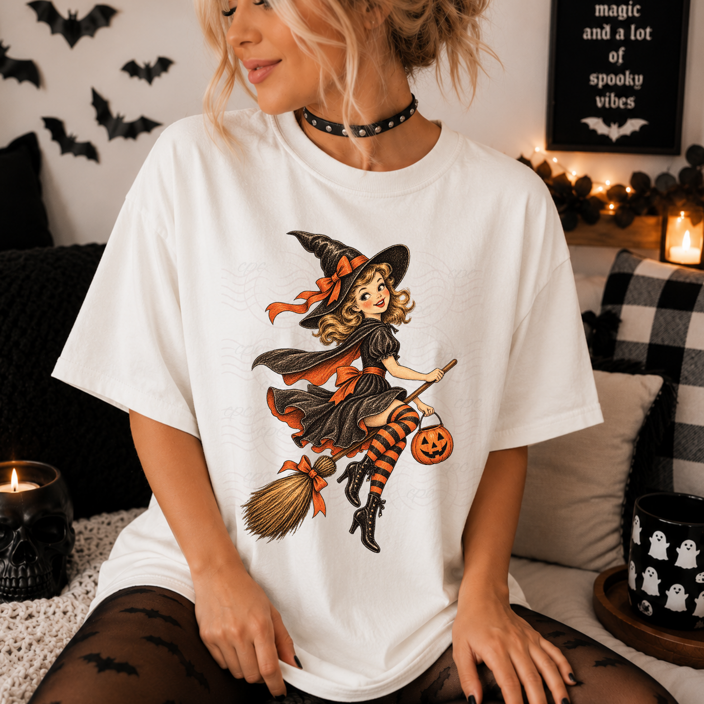 Vintage Witch On Broom