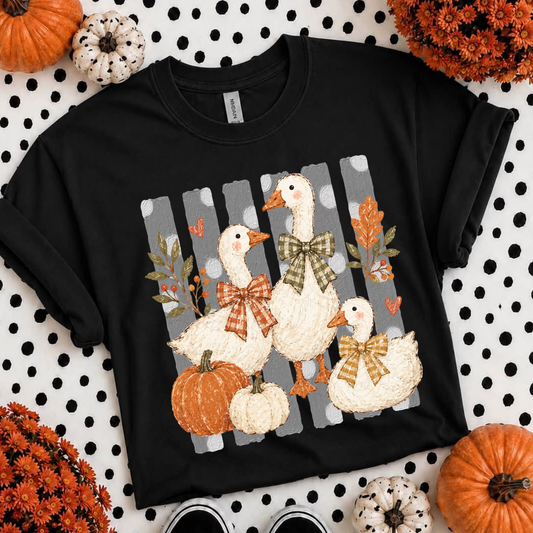 3 Fall Geese Polka Stripes