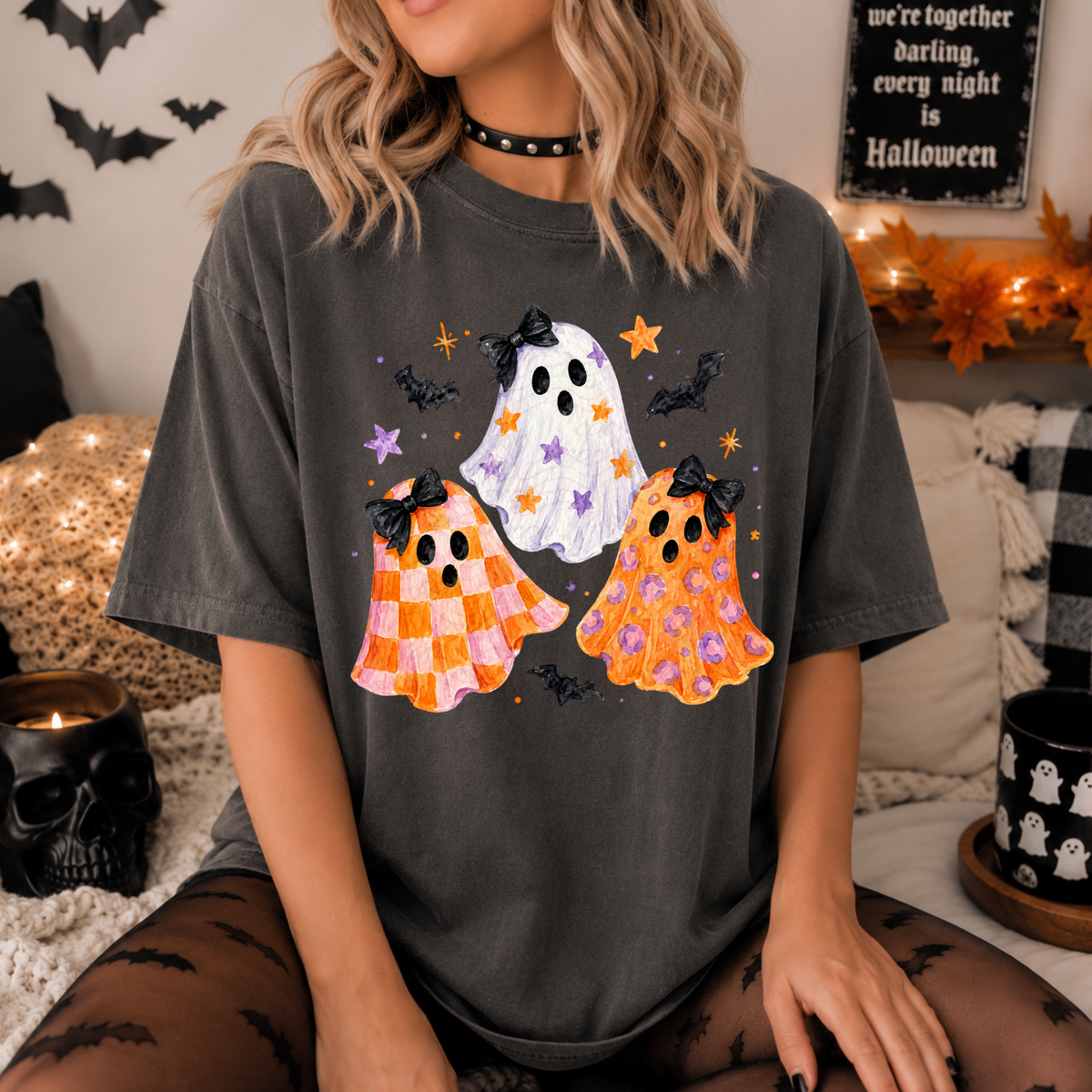 3 Orange Check Leopard Stars Ghosts