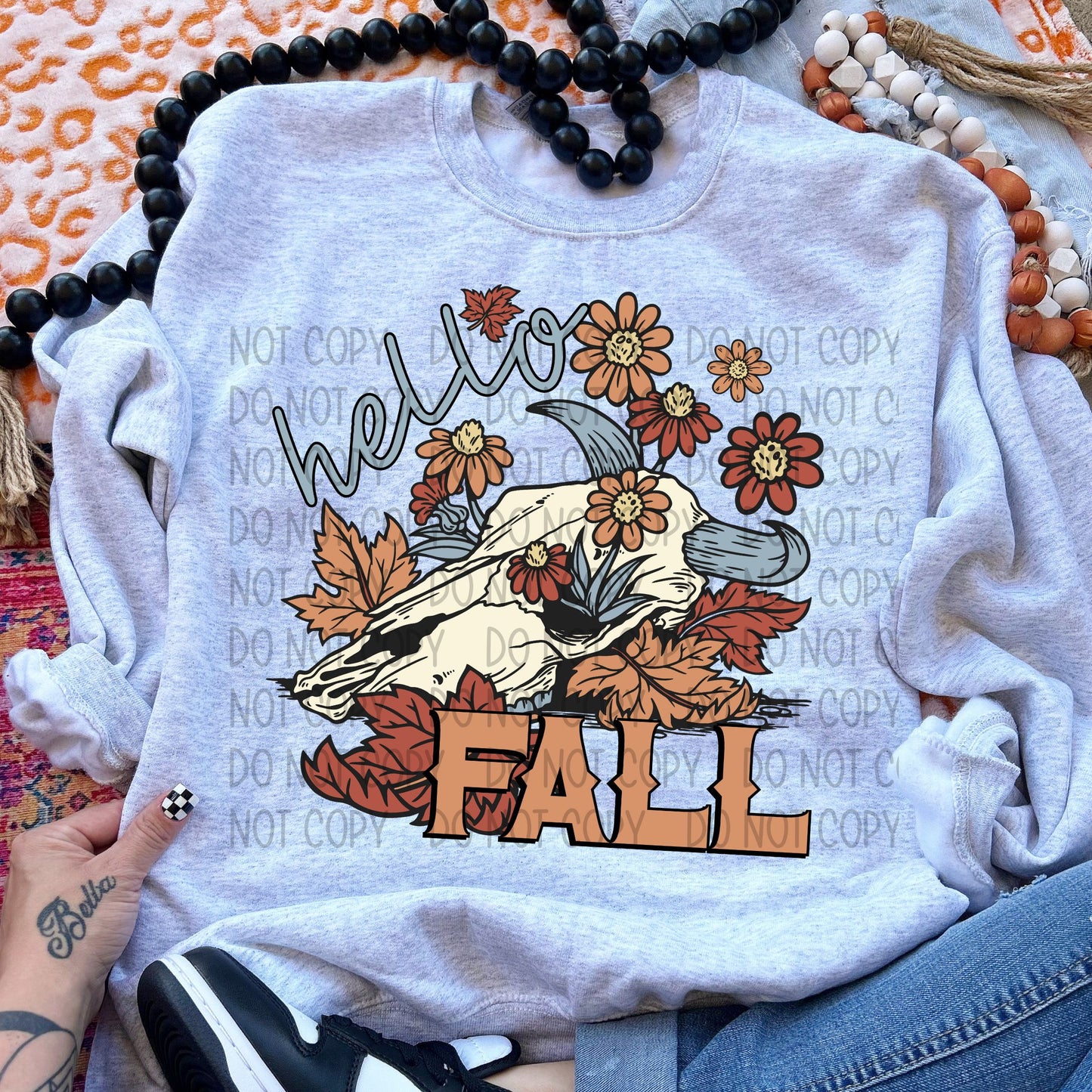 Hello Fall Boho Skull