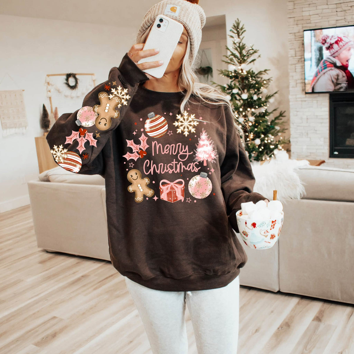 Merry Christmas Pink Gingerbread Man