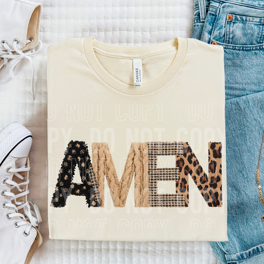 Amen Faux Fabric Letters