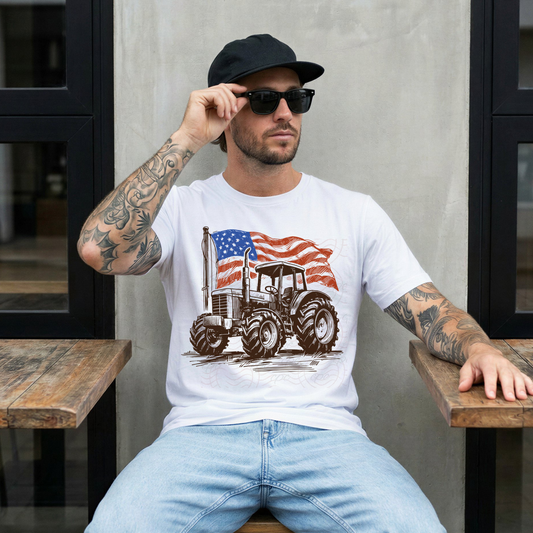 American Flag And Tractor