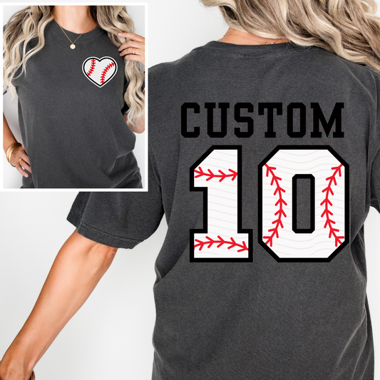 CUSTOMIZABLE - Baseball Number Name And Heart