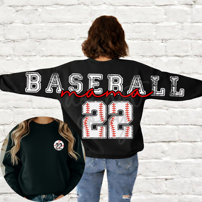 CUSTOMIZABLE - Long Distressed Baseball With Number And Pocket Number