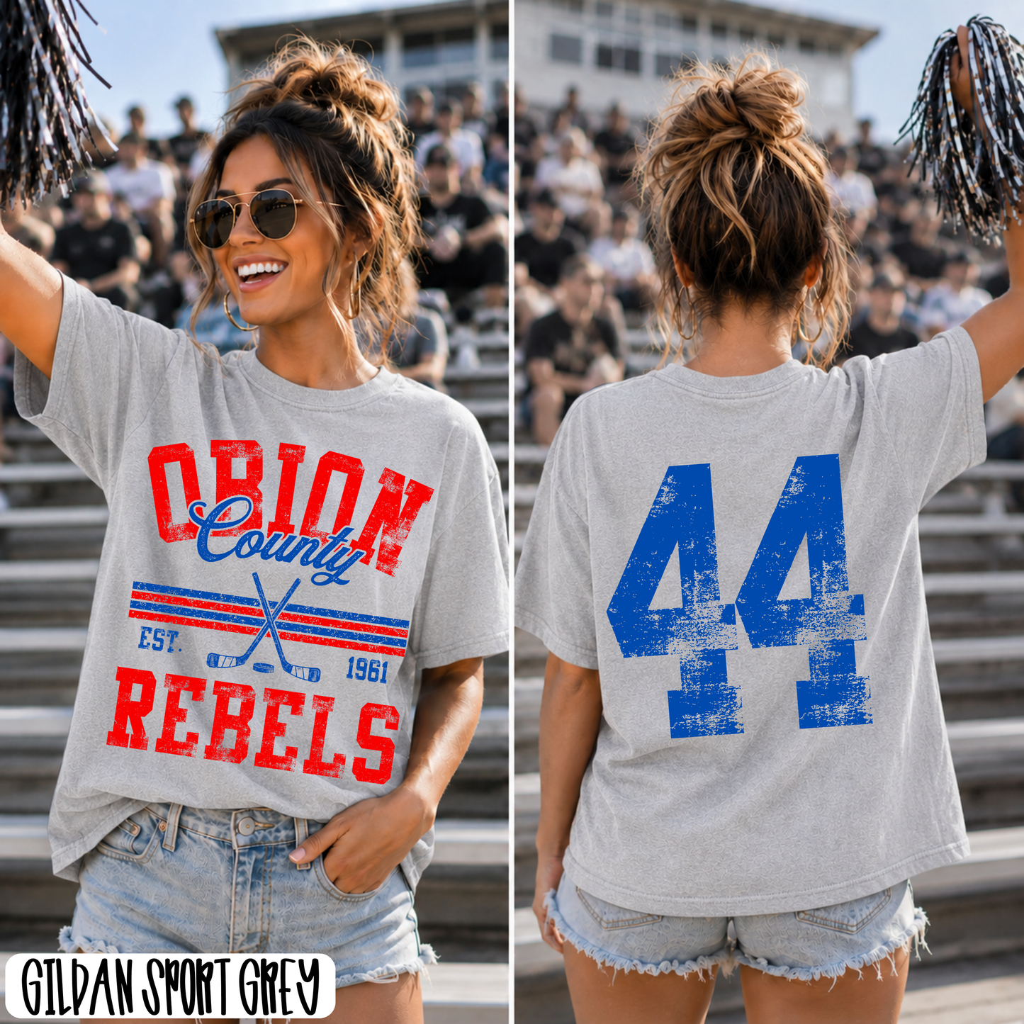 CUSTOMIZABLE - Distressed Stripes Hockey FRONT