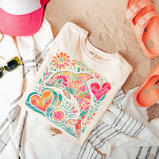 Hearts Floral Dolphin