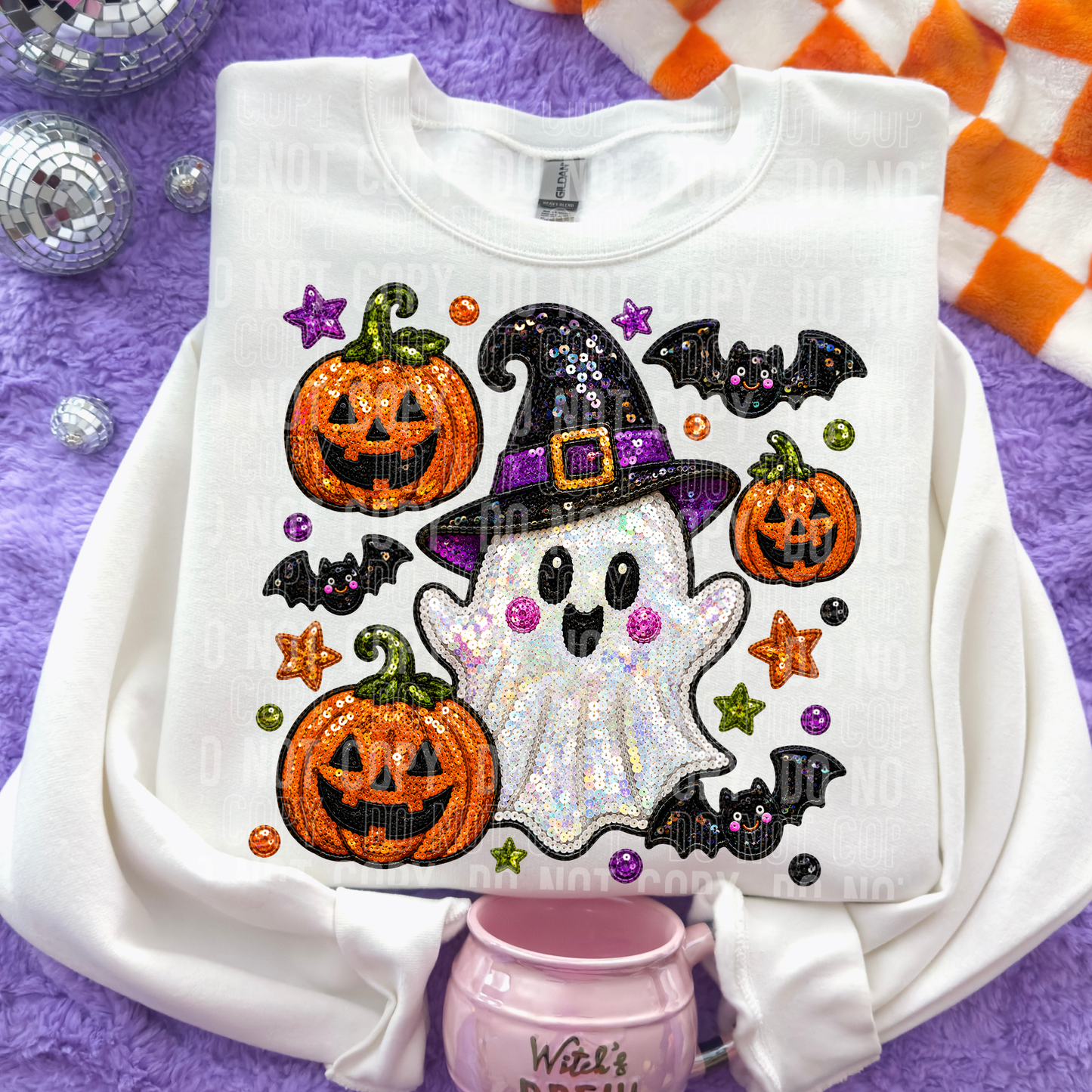 Ghost Bats Halloween Collage Sequin