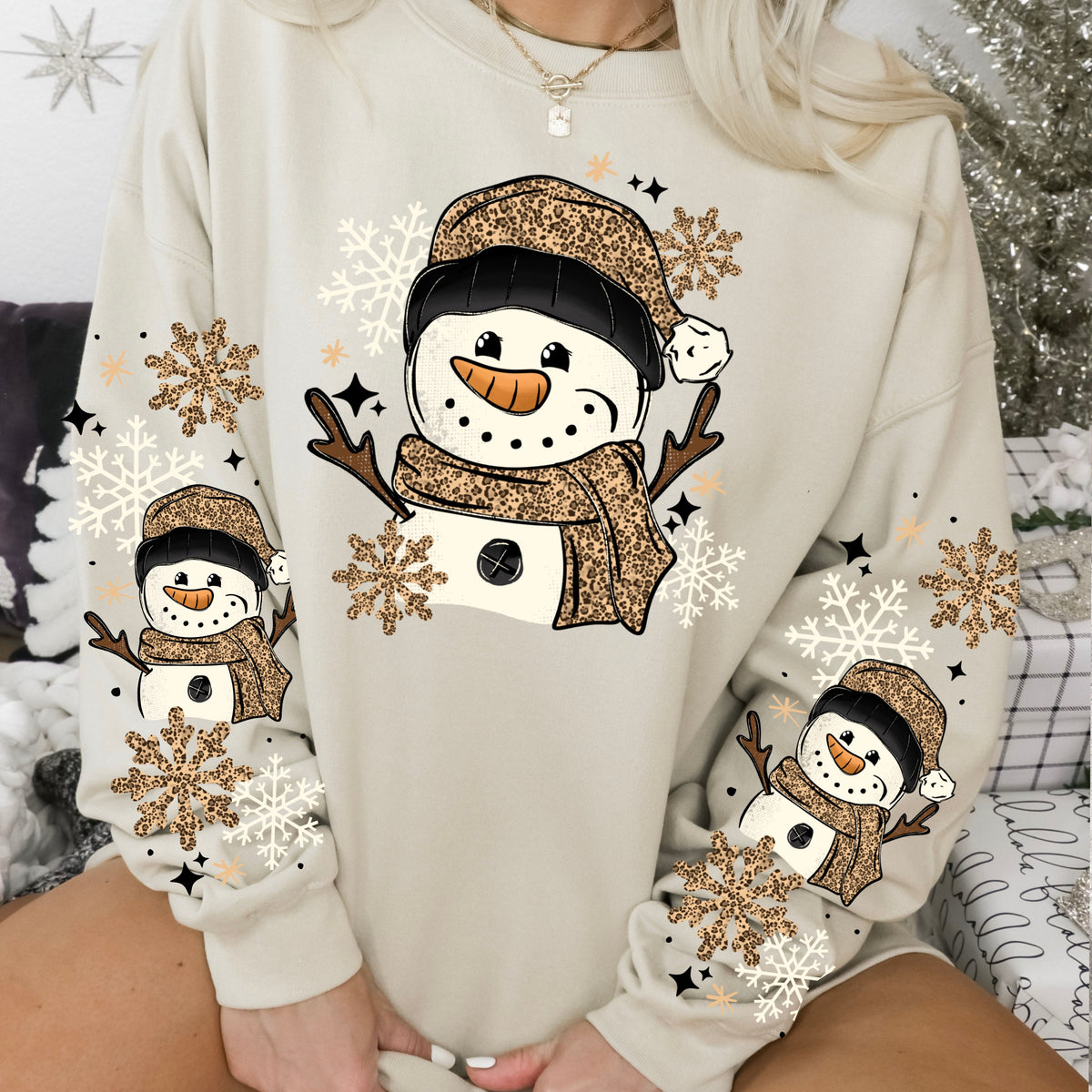 Snowflakes Leopard Snowman