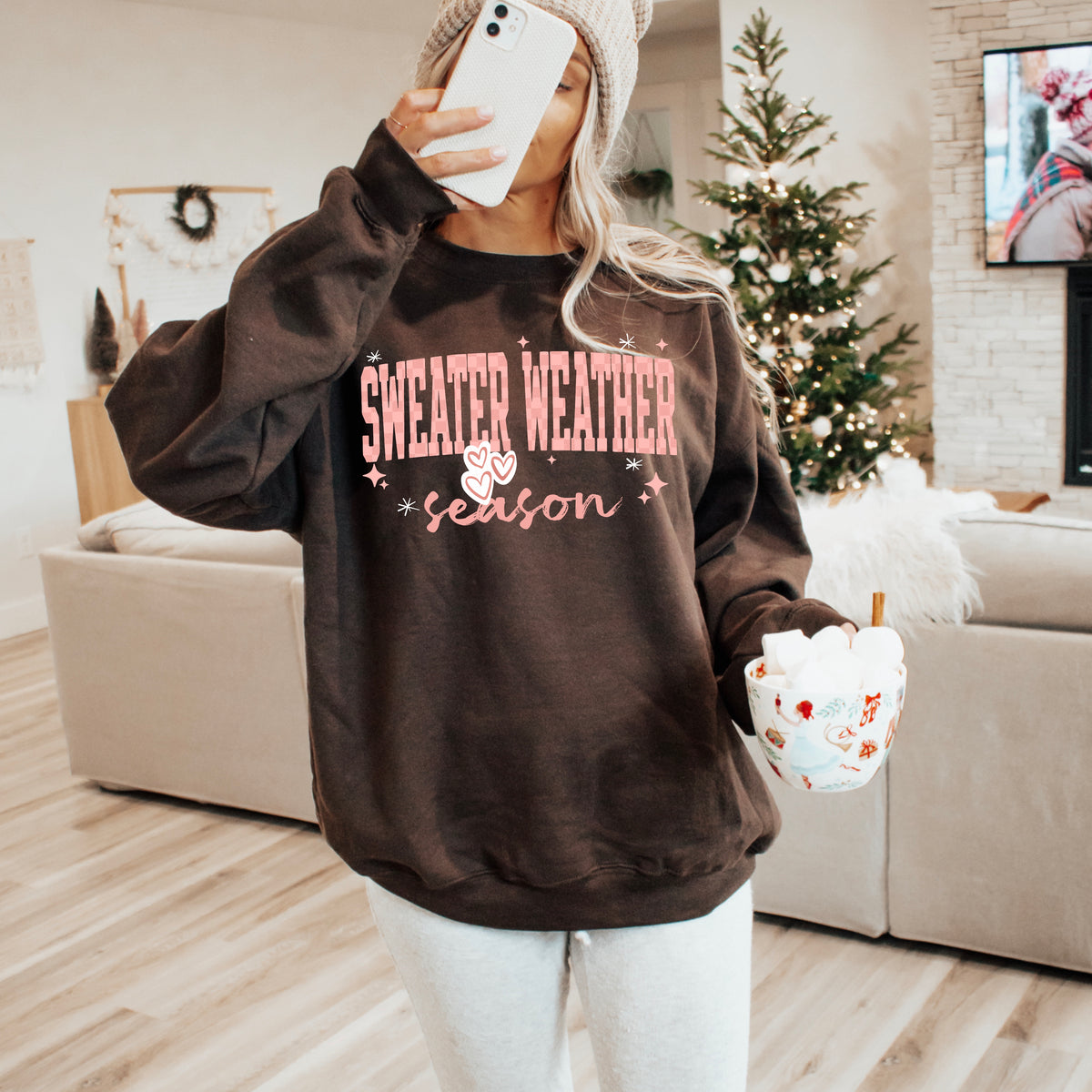 Pink Hearts Sweater Weather Season