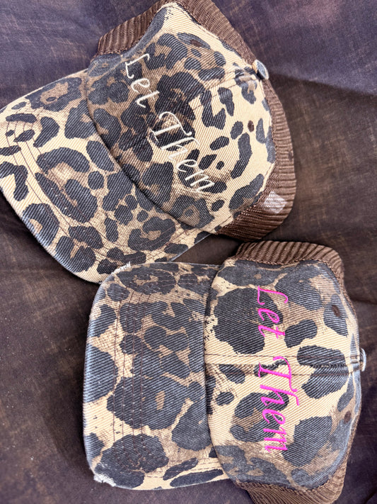 Embroidered Leopard Let Them Hat (Snap Back)