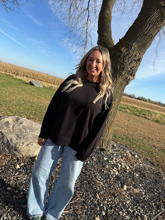 Ribbed Side Raglan Sweatshirt