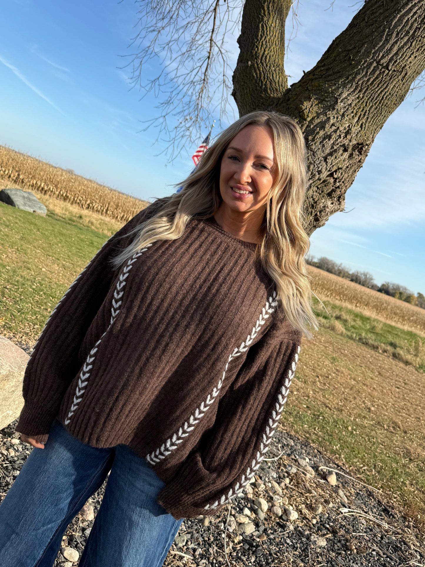 Espresso Whip Stitched Sweater