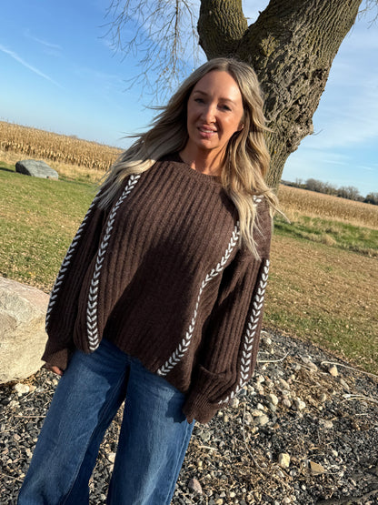 Espresso Whip Stitched Sweater