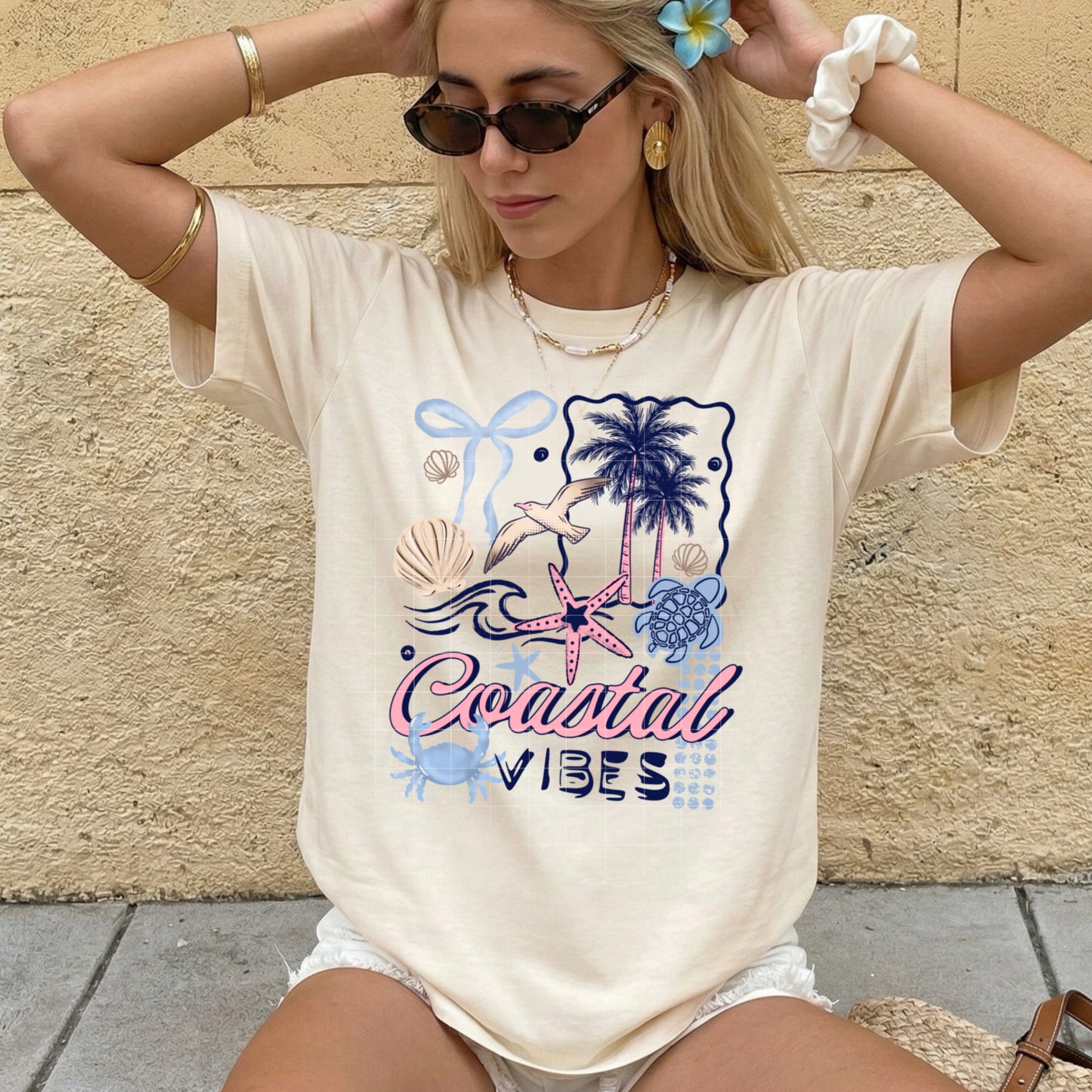 Coastal Vibes Navy And Pink