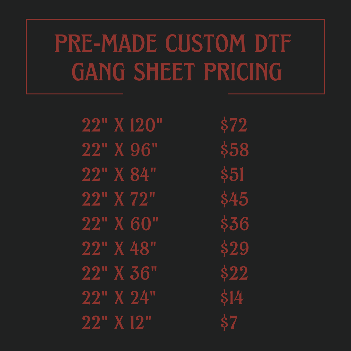 Pre-Made Custom DTF Gang Sheet