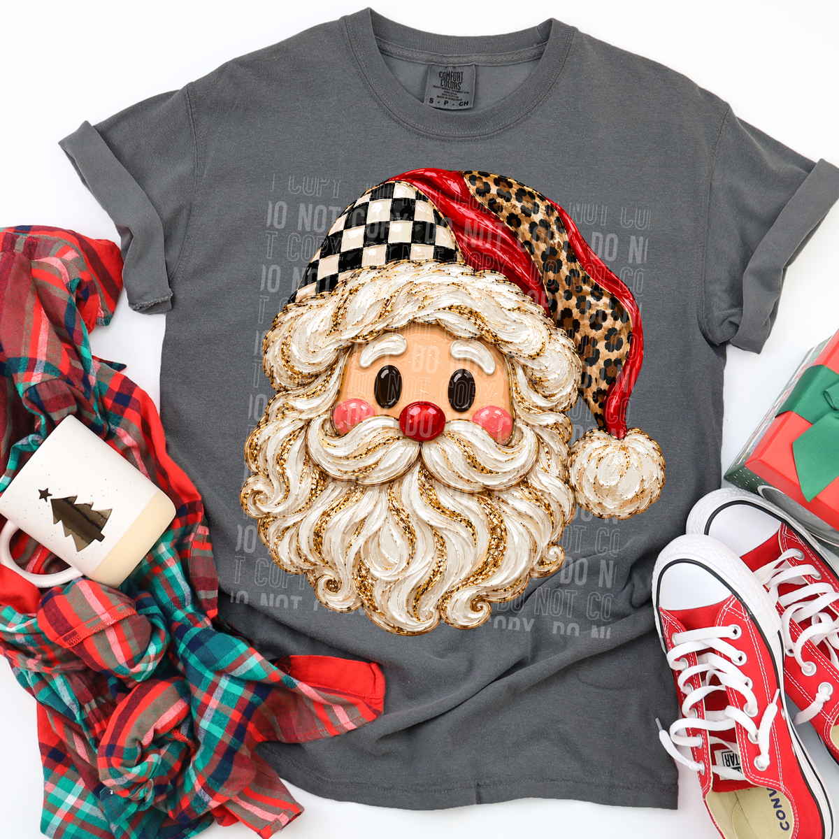 Santa Faux Painted Leopard Hat