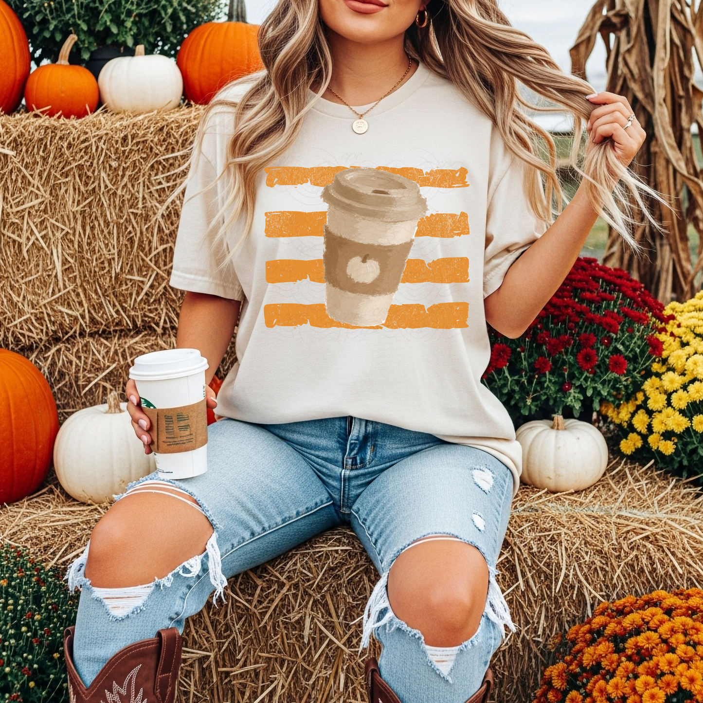 Stripes Fall Pumpkin Coffee
