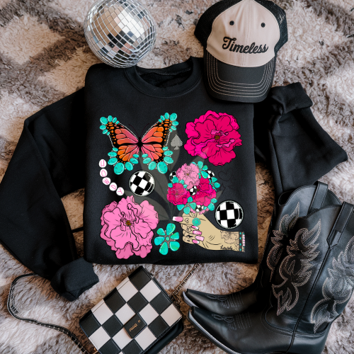 Western Floral And Butterfly Collage