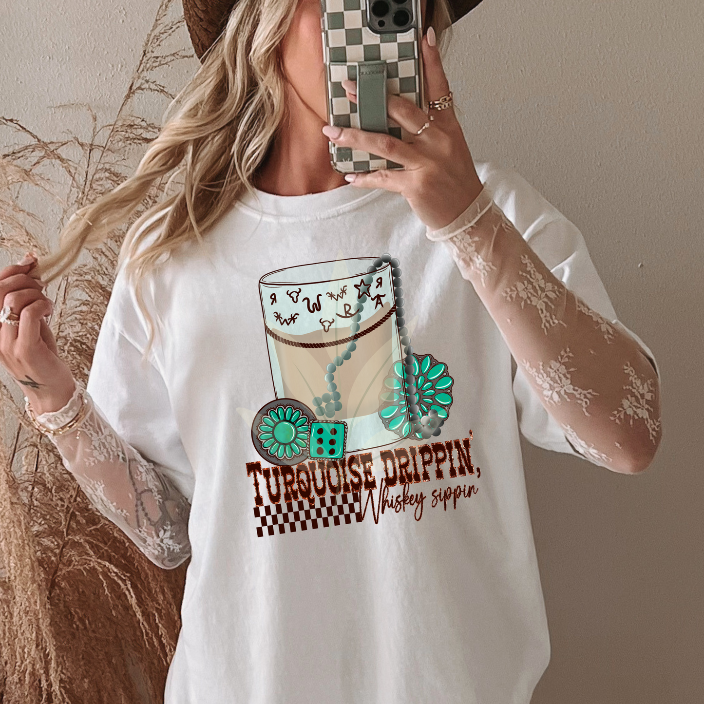 Glass Of Whiskey And Turquoise