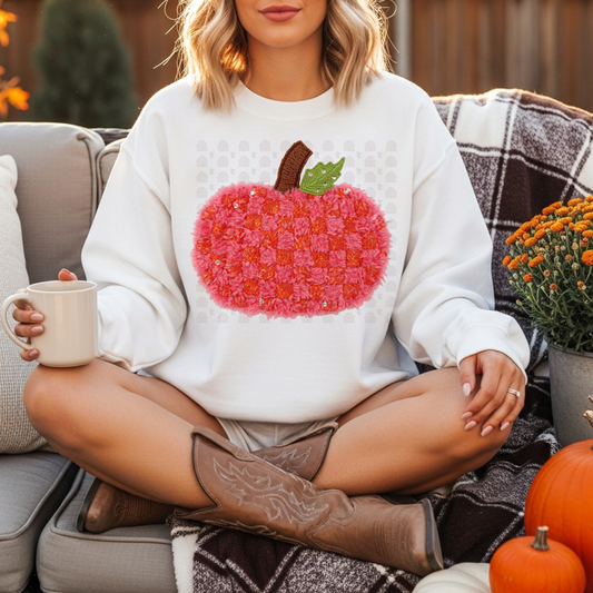 Yarn Pink And Orange Plaid Pumpkin