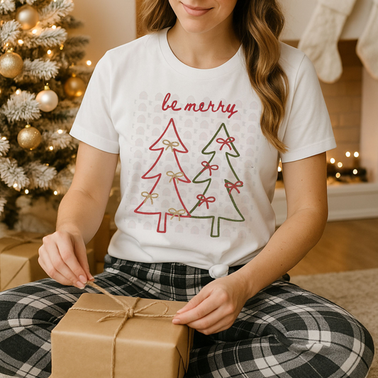 Be Merry Red And Green Bow Trees