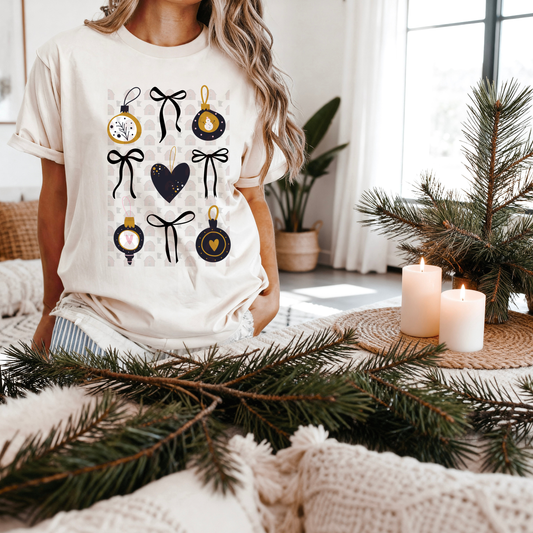 Black And Gold Ornaments Heart And Bow