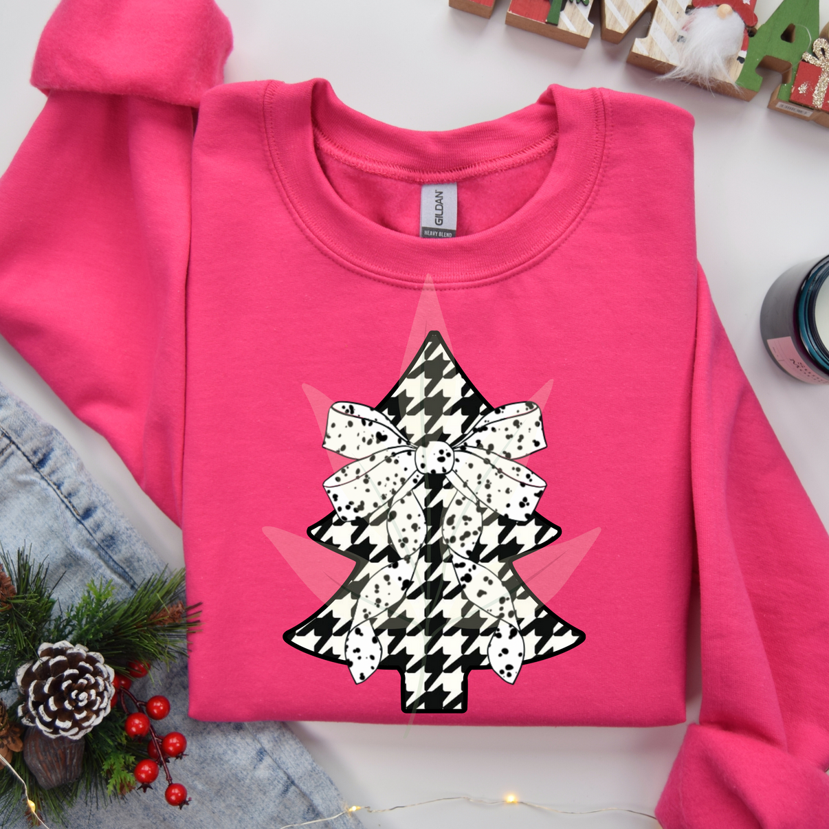 Black and White Bow Christmas Tree Country Print Co