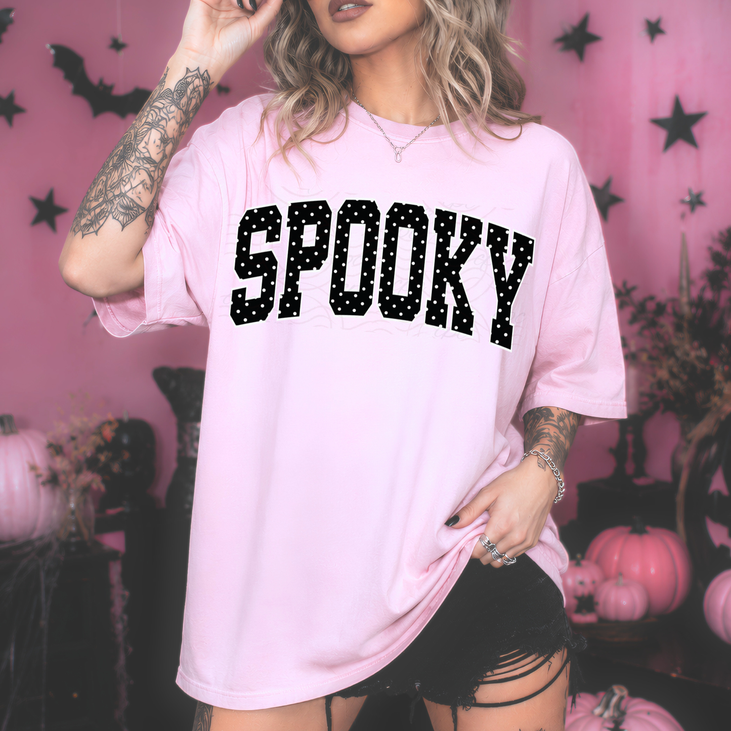 Black Spooky White Polka Dots