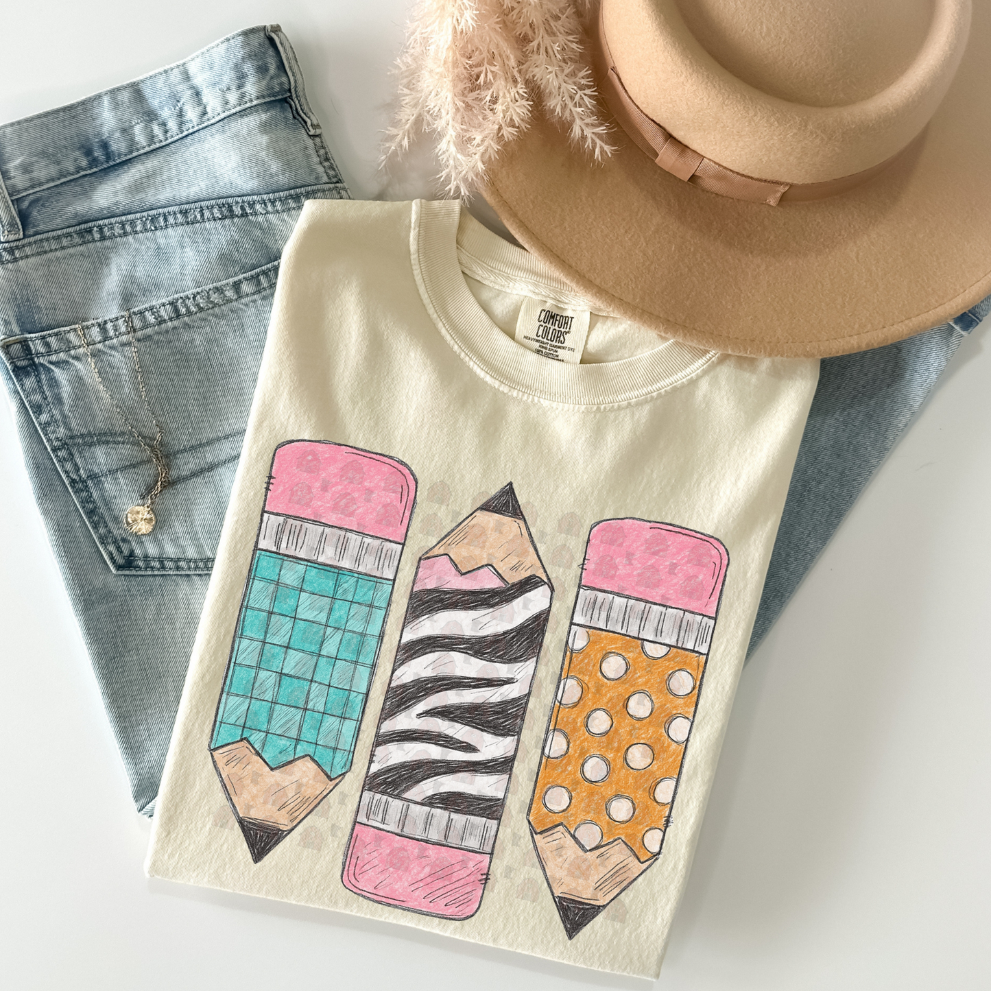 Blue Zebra And Polka Dotted Pencils
