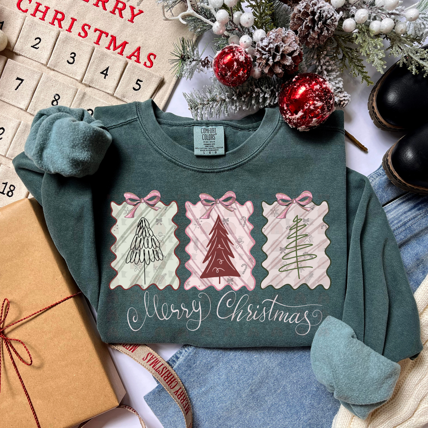 Boho Framed Trees Merry Christmas