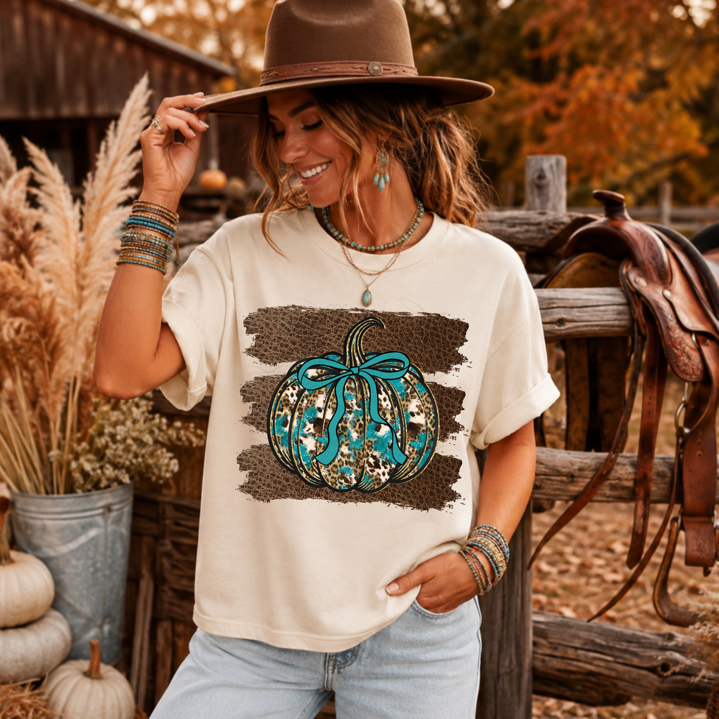 Brown Brushstroke Western Pumpkin