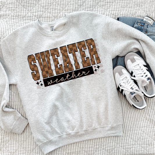 Brown Checkered Sweater Weather