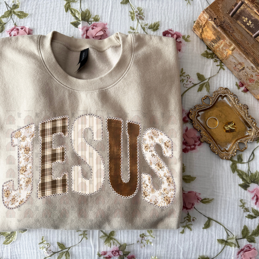 Brown Patterned And Floral Jesus