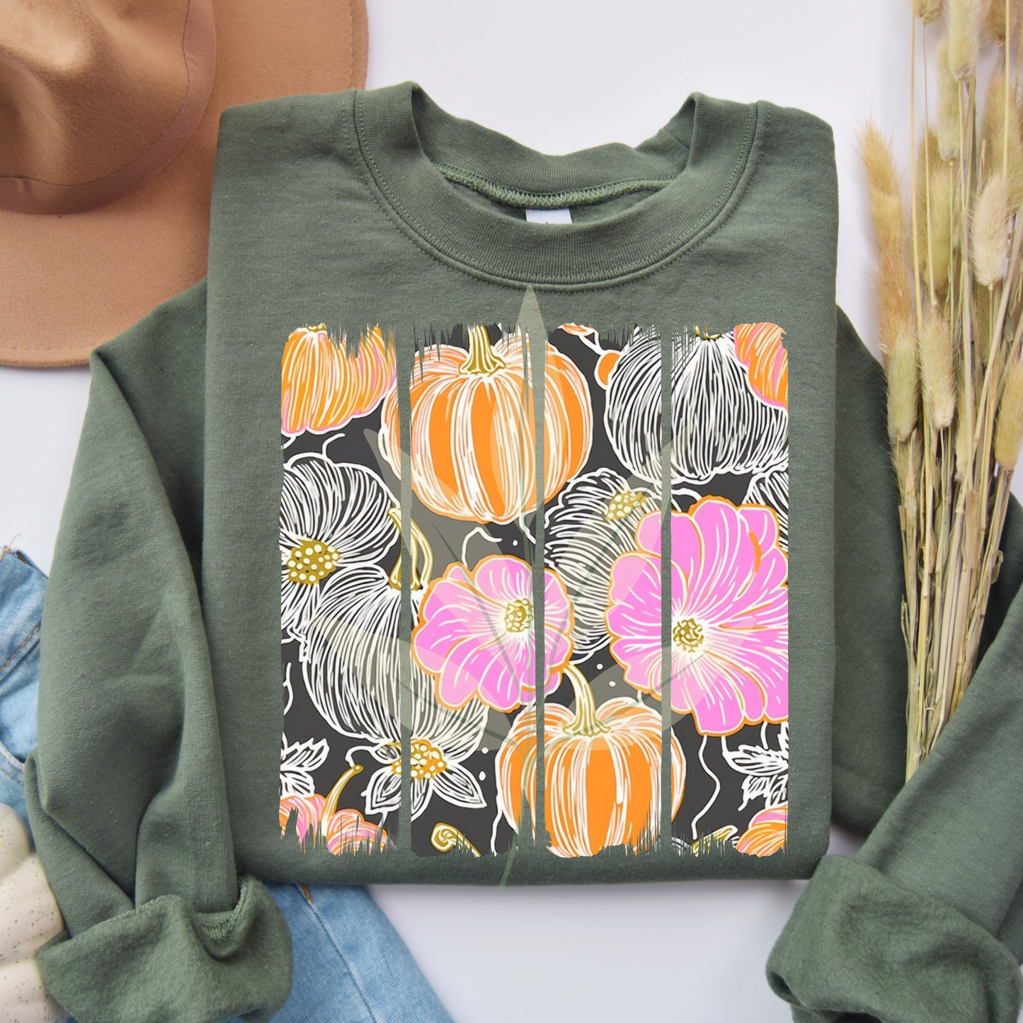 Brushstroke Florals And Pumpkins