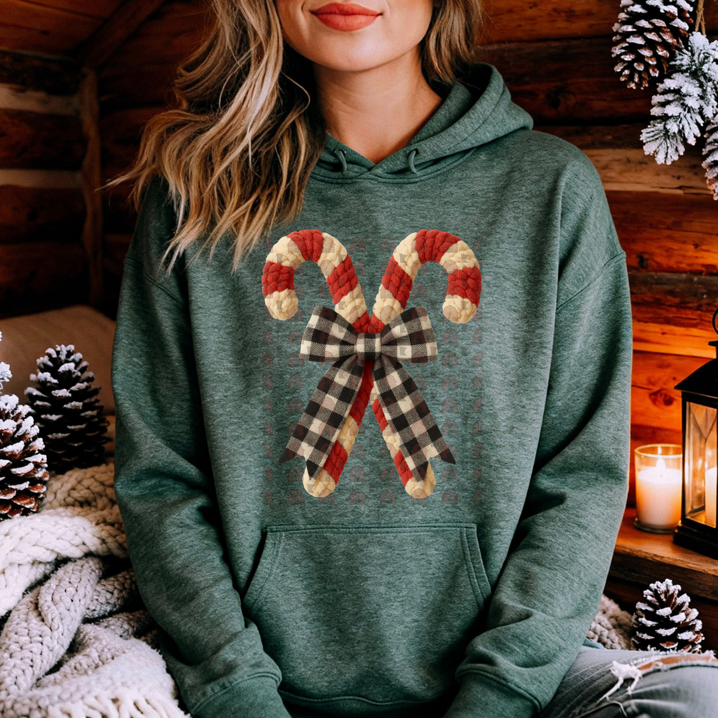 Buffalo Check Bow Candy Canes