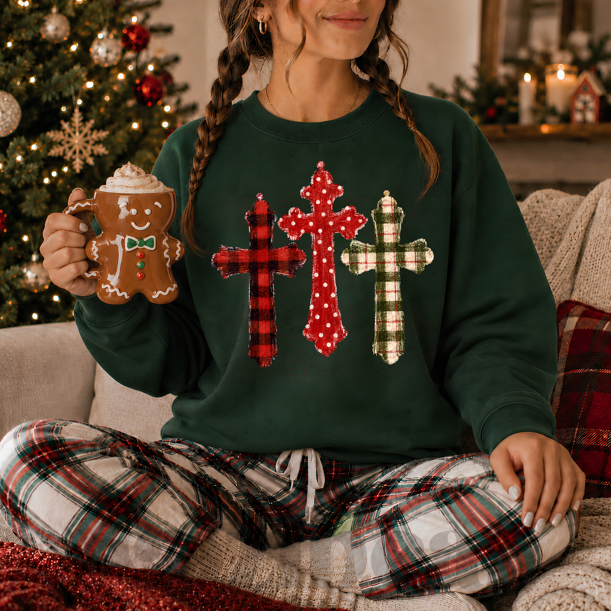 Buffalo Plaid Polka Dots Plaid Christmas Crosses
